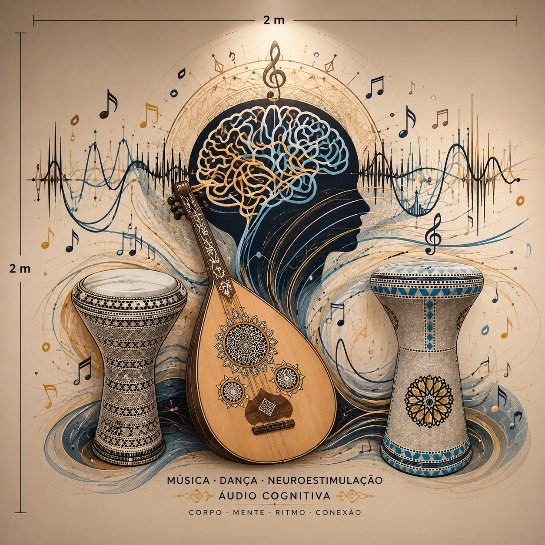 Ilustração de conexão entre cérebro e música
